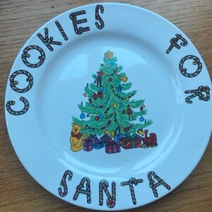 Vintage Christmas Village “Cookies for Santa”Plate 8 1/2 in Holiday Cookie Plate